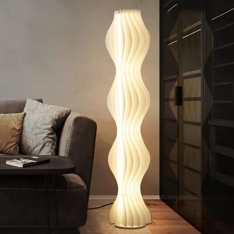 Cream Grass Skirt Floor Lamp Nordic Modern Minimalist Acrylic Light and Shadow Artistic Living Room Bedroom Exhibition Hall Pleated Lamps