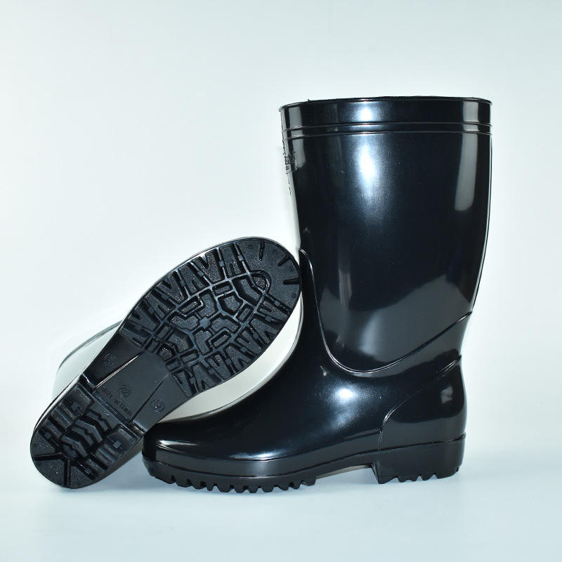 雨鞋批发 黑色胶鞋防水防滑水靴工地耐磨雨靴中高筒pvc劳保水鞋男