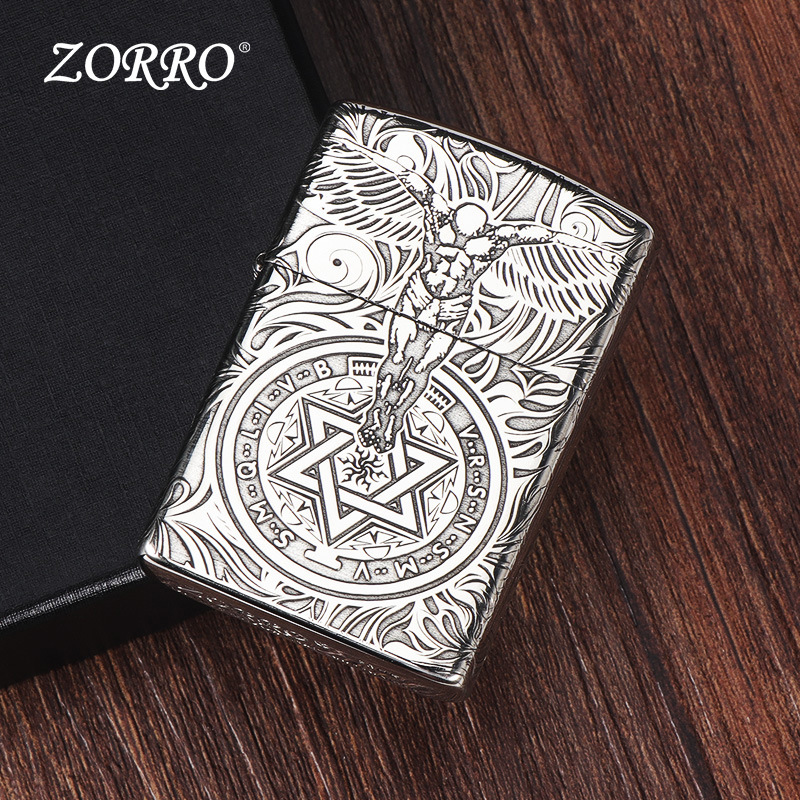 zorro/佐罗 902白铜守护天使 煤油防风打火机 送那朋友生日礼物