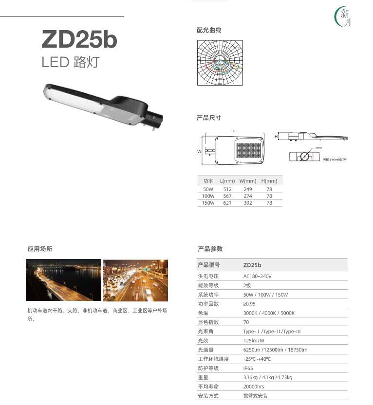 上海亚明ZD25b LED路灯参数1