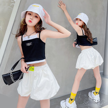 韩国洋气女童套装2021新款时髦中大儿童吊带背心小女孩夏装两件套