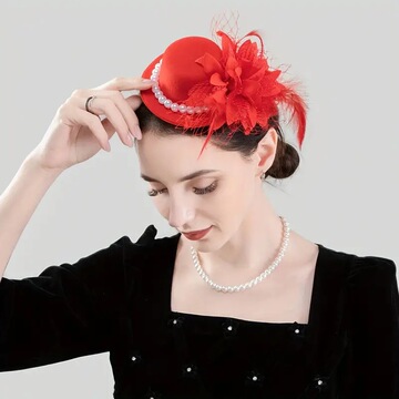 小礼帽旗袍头饰夜上海名媛配饰民国新娘帽亚马逊跨境欧美复古发饰