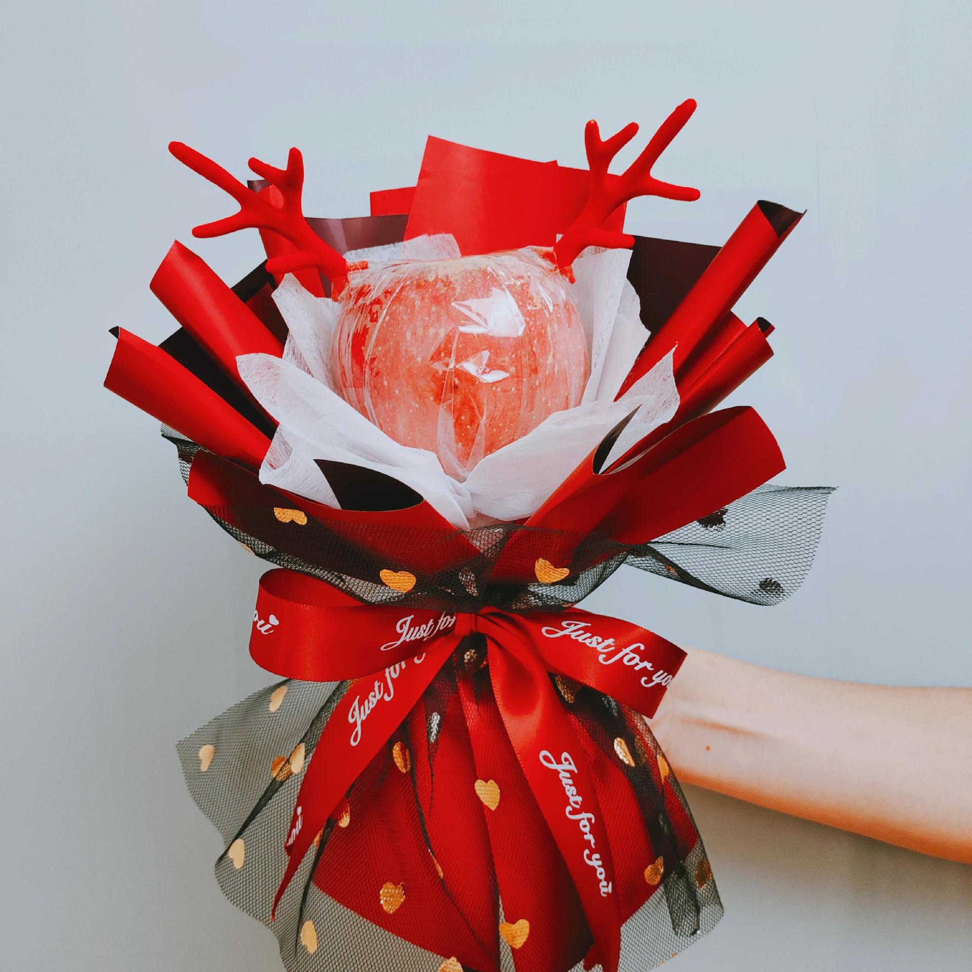 平安果包装纸平安夜苹果花束圣诞节礼物送女朋友小礼品 diy材料包