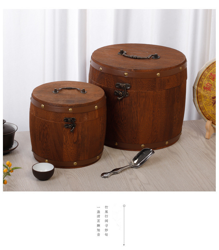 Vintage Tea Barrel Citrus Tea Tea Pot Wooden Tea Packaging Gift Box round Wooden Tea Packaging Jar