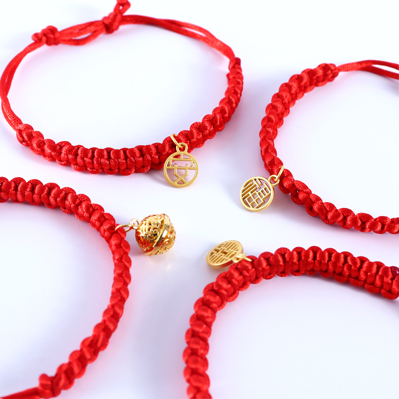 宠物红绳编织可调节项圈猫咪狗兔子中国风福喜春端午粽子铃铛颈链