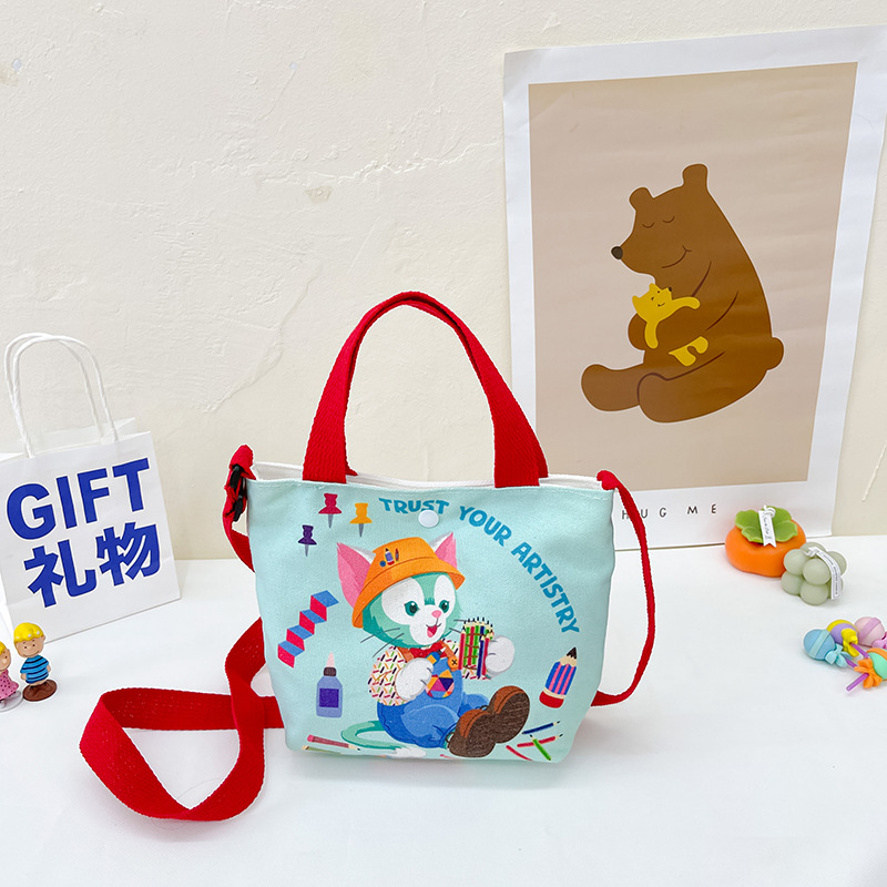 New Children's Canvas Bag Shoulder Cute Cartoon Children's Messenger Bag Korean Style Girl's Small Cloth Bag Little Girl's Bag