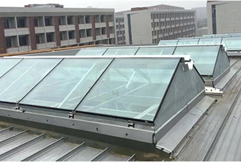 电动采光通风天窗三角形天窗一字排烟天窗车间屋顶通风采光顶天窗-阿