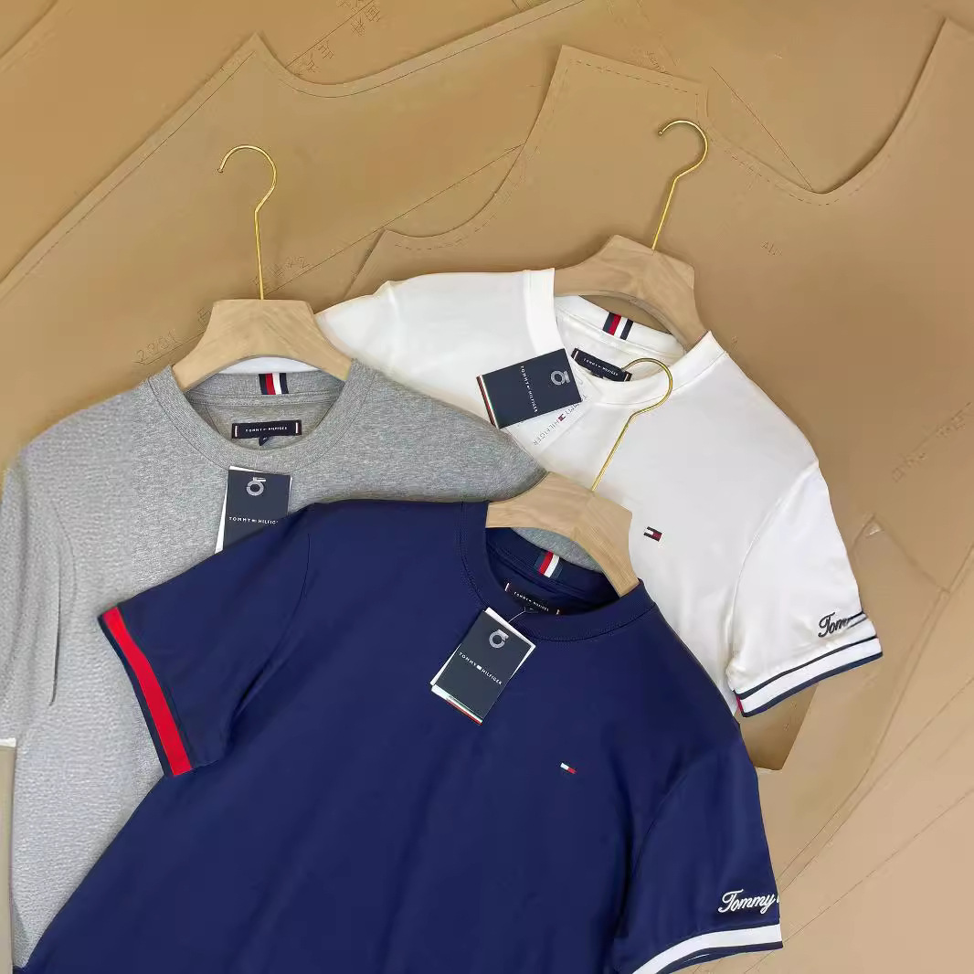 外贸原单夏季汤米 tommy 男女情侣款字母刺绣袖口logo小标短袖t桖