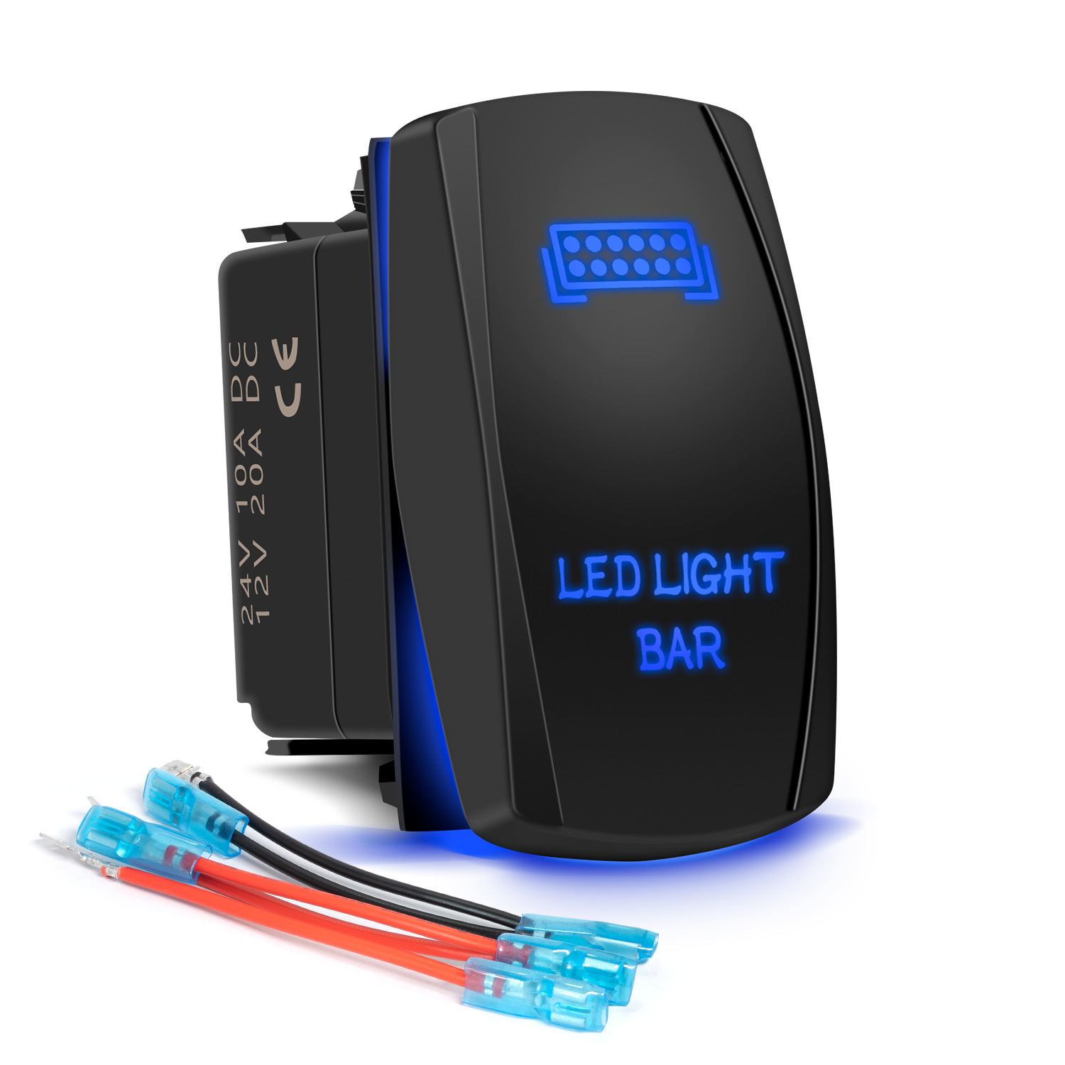 蓝光led灯条12v 20a 10a 5针摇杆拨动开关汽车船atv utv 配线束