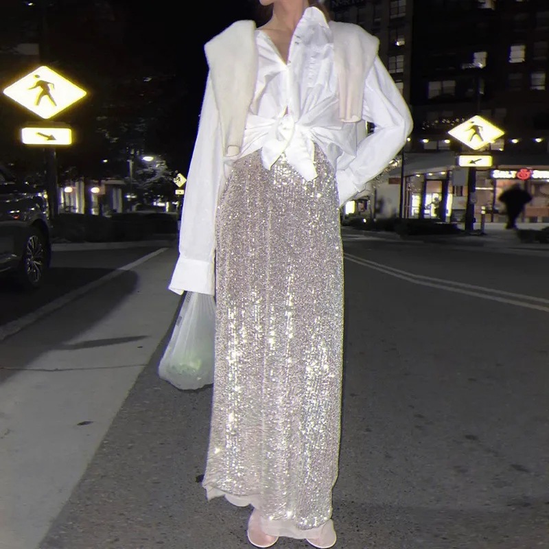 2024年新款亮片时尚半身裙休闲办公度假性感个性街拍跨境女装外贸
