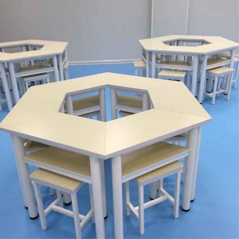 彩色梯形组合桌心理咨询教室团体辅导桌扇形桌异形美术阅览室桌椅