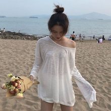 夏季薄款防晒衣女学生冰丝网红长袖韩版大码宽松社会上衣雪纺罩衫
