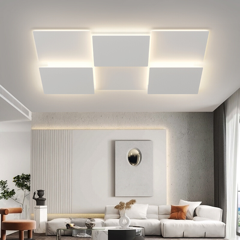 乔源灯饰极简大厅客厅灯 现代简约长方形层次感吸顶灯 卧室灯批发