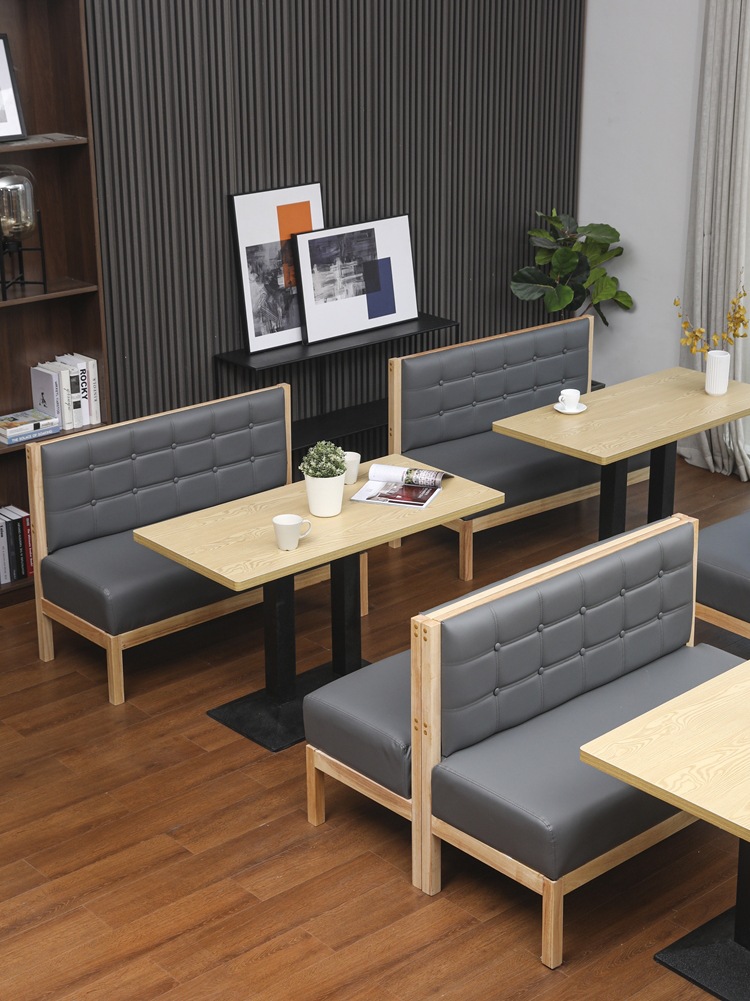 卡座沙发实木靠墙软包商用奶茶店火锅酒吧汉堡店批发餐厅桌椅组合