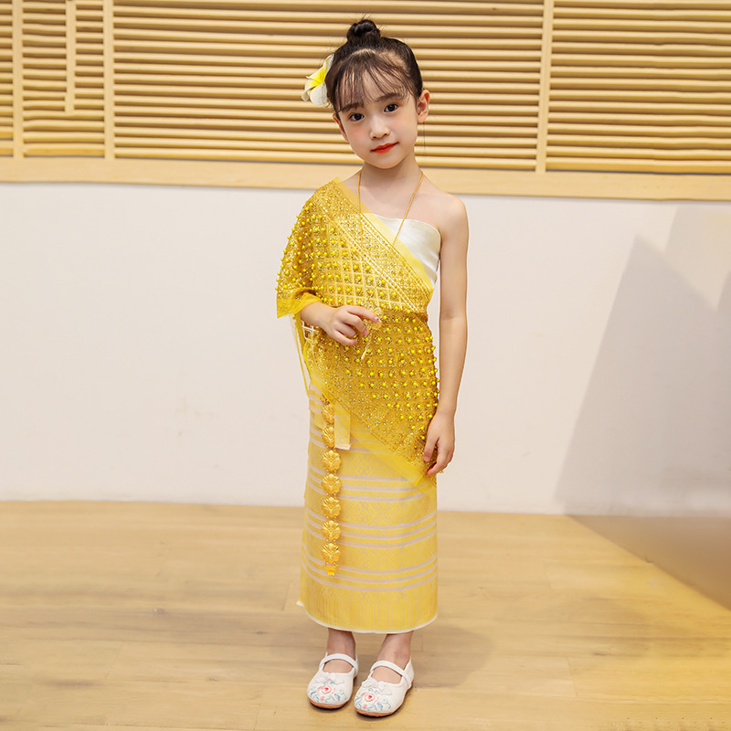 泰国风情傣族女童服装西双版纳泼水节服装影楼摄影少数民族服饰