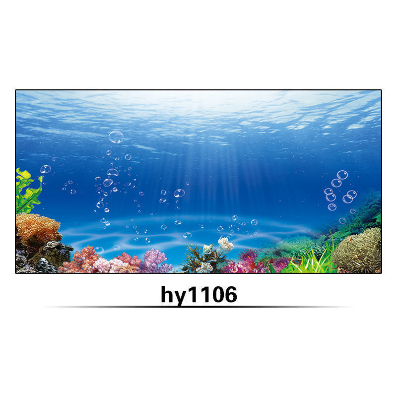 鱼缸背景纸背景贴纸海洋海底世界正面自带胶红龙鱼蓝色高清耐用