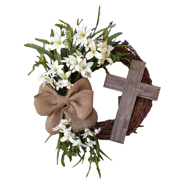 复活节十字架花环仿真植物花环节日道具装饰品挂饰门饰摆件跨境