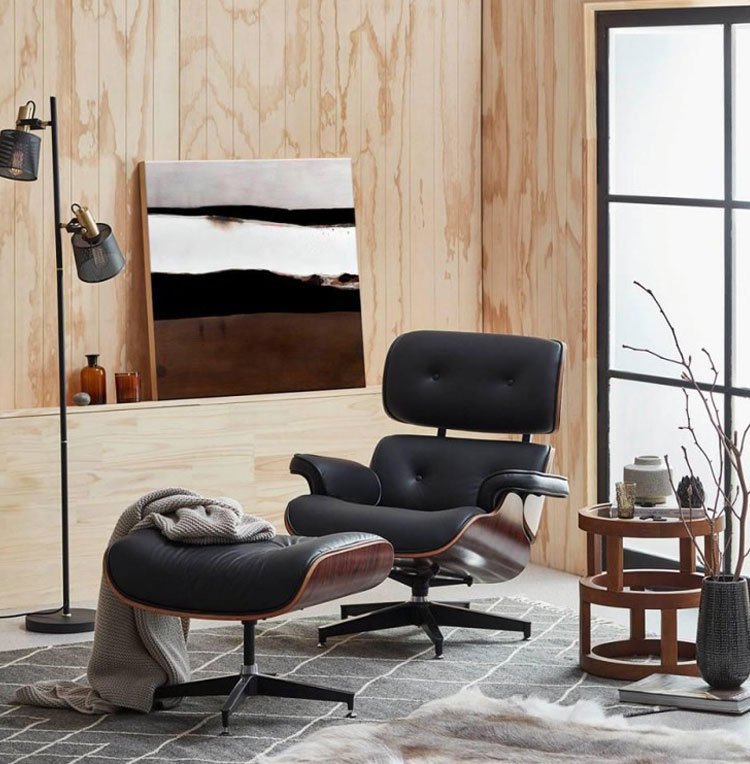 设计师现代简约伊姆斯躺椅经典eames 小户型北欧可旋转皮质沙发椅