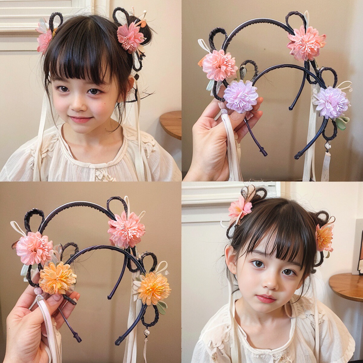 儿童发箍古风头花头箍头饰可爱假发辫子公主小女孩中国风发卡头饰