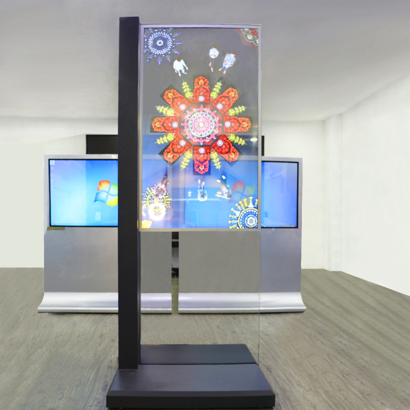 扬程厂家直供oled透明屏超薄双面展厅商场博物馆立式刷屏机广告机