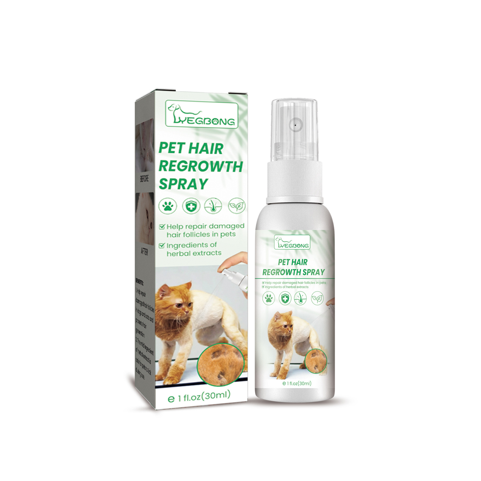 Yegbong Pet Hair Increasing Agent Dogs and Cats Hair Conditioning Hair Loss Hair Care Spray