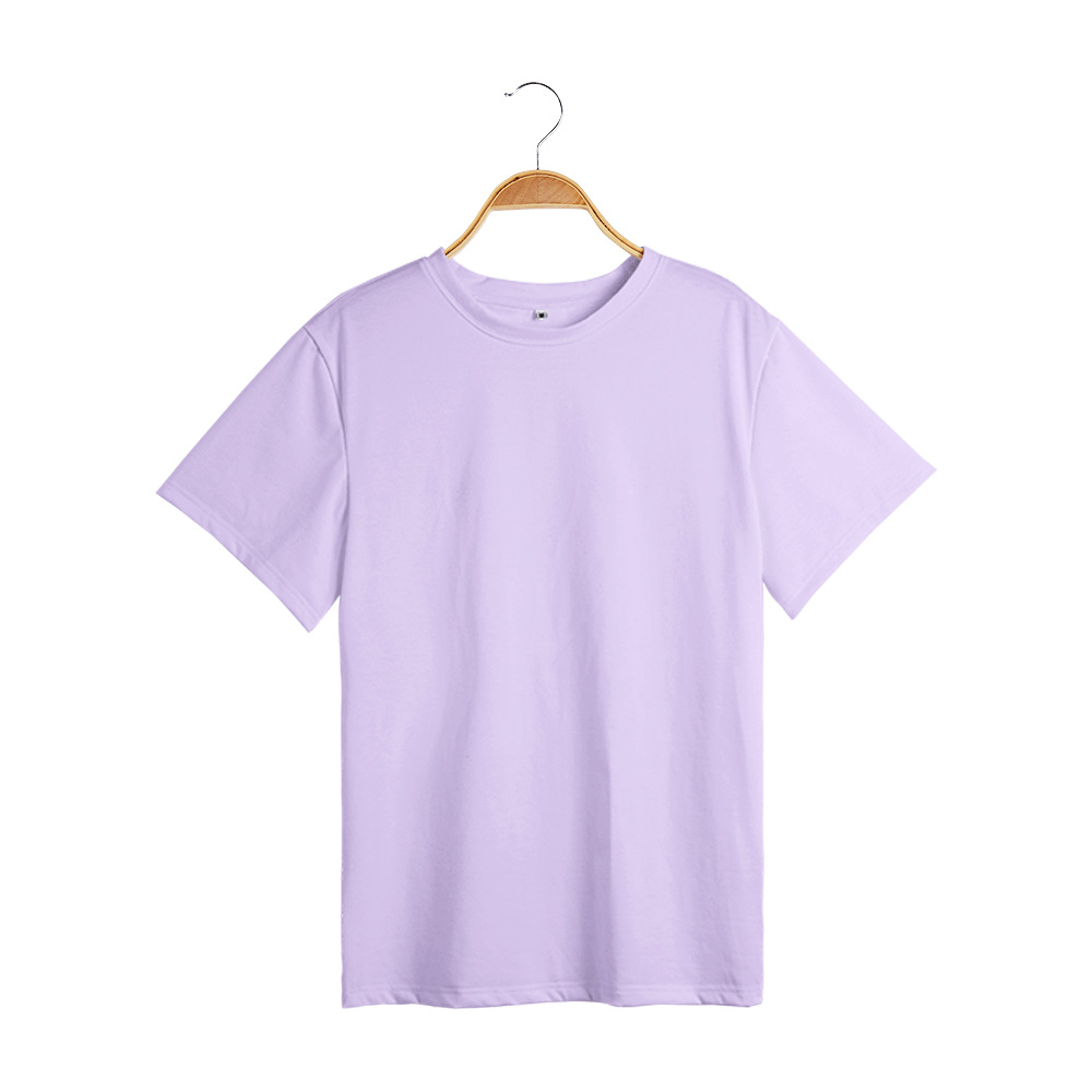 2022 Solid Color T-shirt 190G Solid Color Imitation Cotton Pull Frame Short Sleeve Loose Trendy Youth round Neck Top Sweat-Absorbent Casual