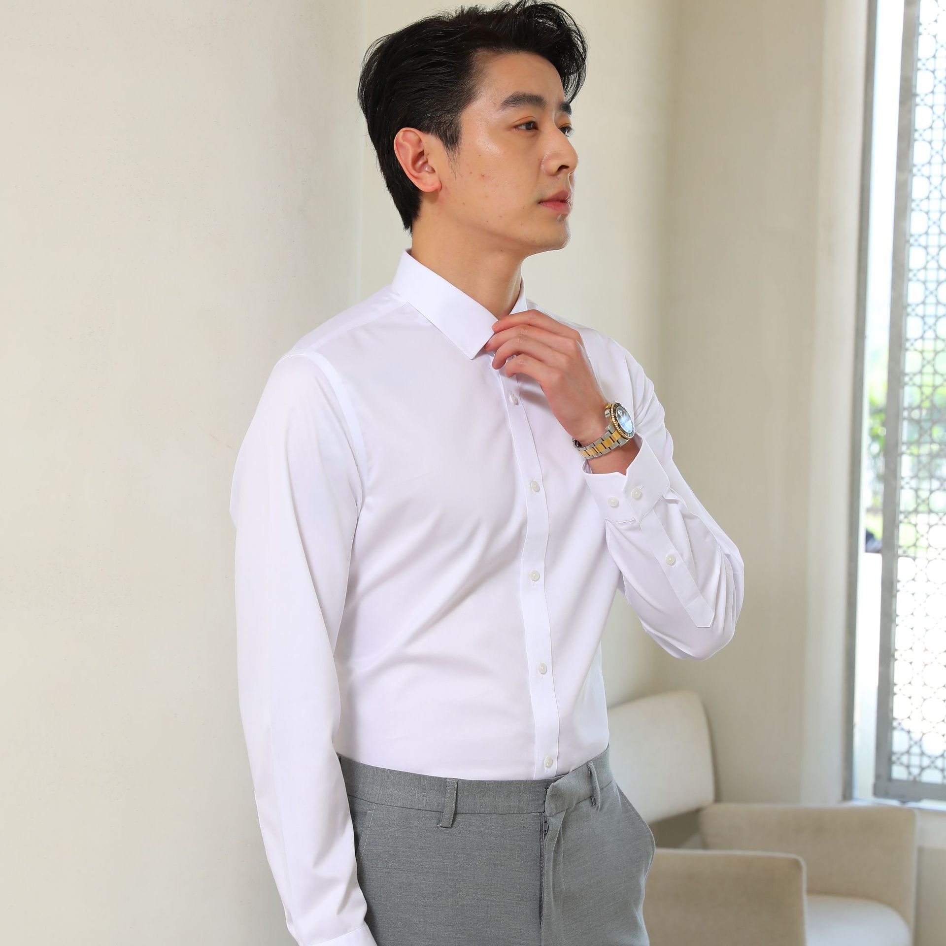 2021男士长袖纯棉成衣免烫衬衫男商务职业装衬衣男士现货批发