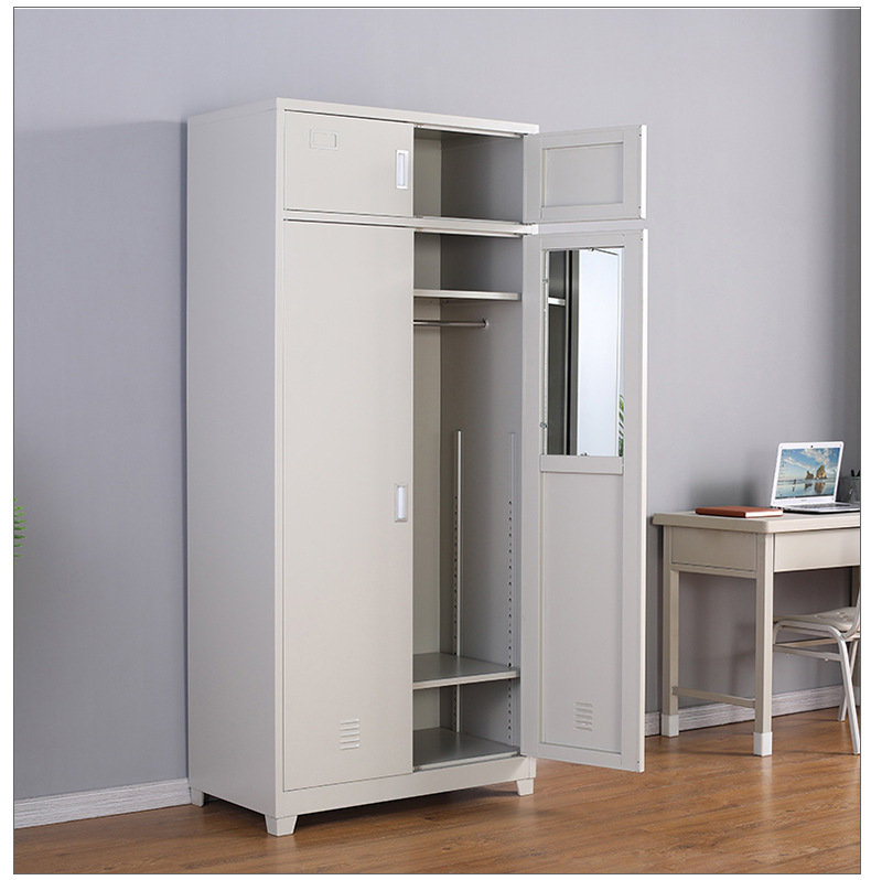 厂家批发士兵物品柜钢制加厚部队军官柜对开门落地带抽屉储物柜