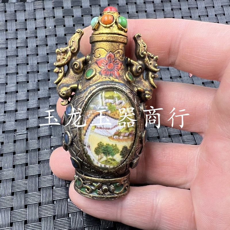 仿古铜铸鼻烟壶藏式特色手工艺品鼻烟壶居家客厅装饰古玩文玩摆件
