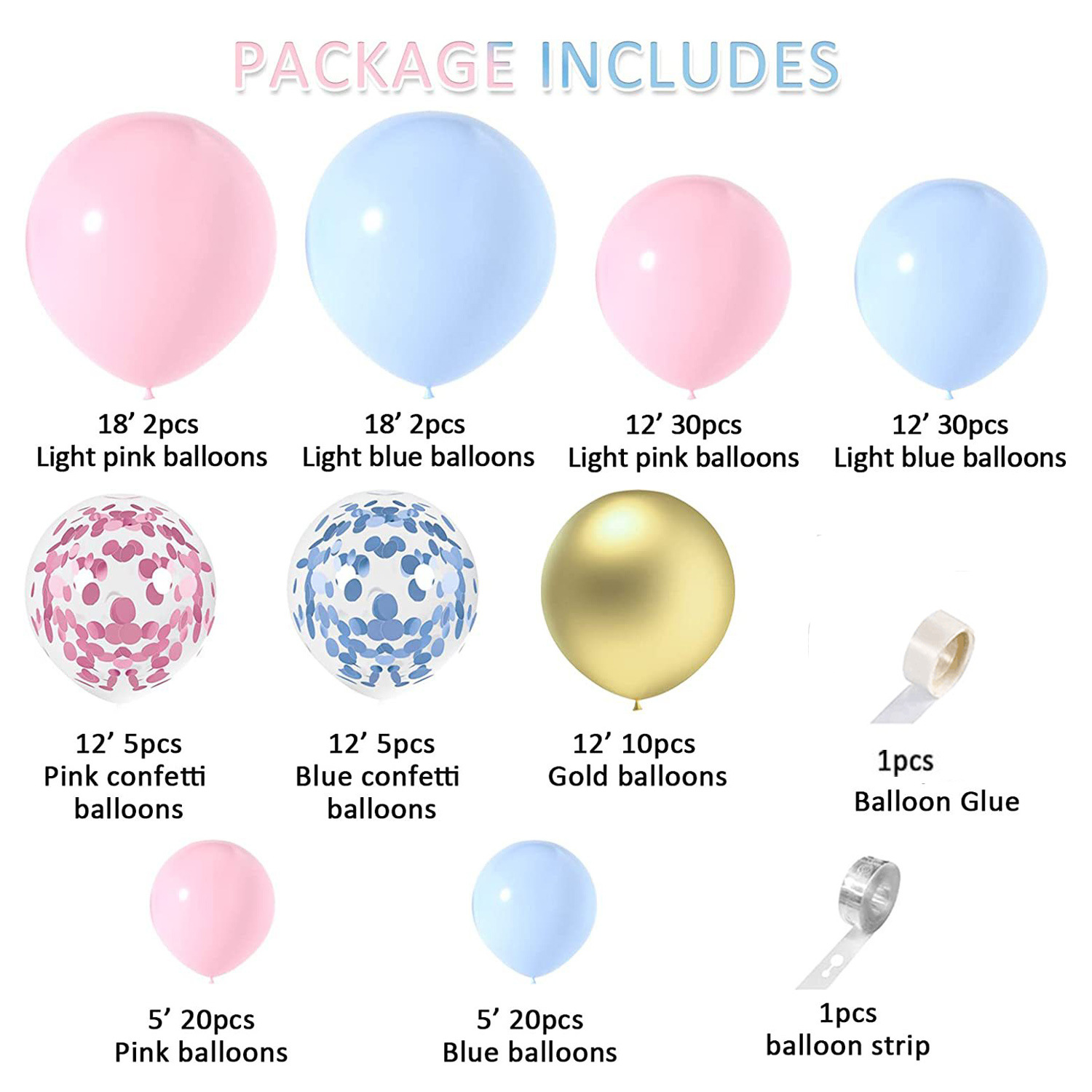 New Macaron Blue Pink Balloon Combination Chain Package Party Birthday Full-Year Layout Opening Ceremony Arch Balloon