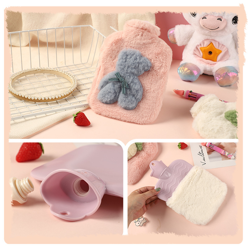 Removable and Washable Cute Girl Plush Cloth Cover Hot-Water Bag Hand Warmer Internet Celebrity Portable Winter Cartoon Hot Water Injection Bag