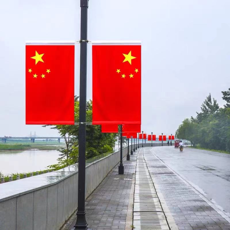 国庆4号5号灯杆旗旗杆 路灯杆刀旗马路五星红旗小区对旗