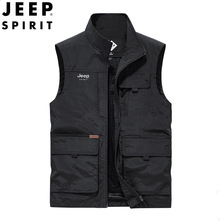 JEEP SPIRIT新款男士时尚多袋马甲休闲宽松大码男装坎肩摄影马甲