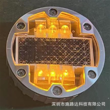 圆形太阳能自发光道钉反光道钉 LED道钉灯开孔埋入式安装平行地面