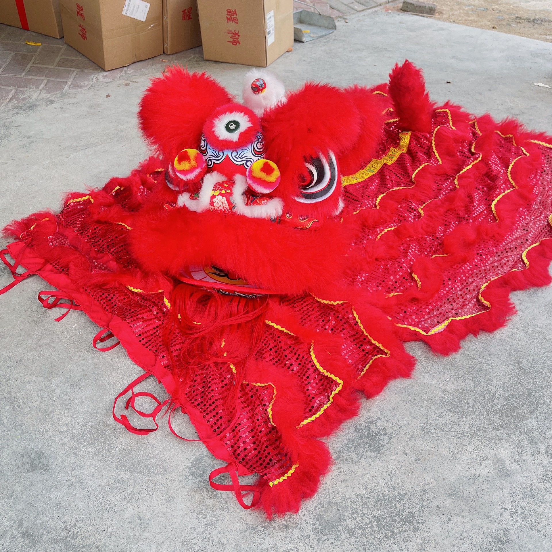 10寸儿童泡沫狮头新型醒狮可眨眼舞狮子舞台节目表演儿童玩具伊斯