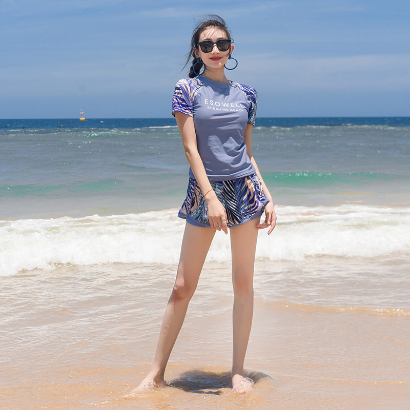 泳衣泡温泉高腰碎花连体高腰小清新保守遮肚显瘦游泳衣2022亚马逊