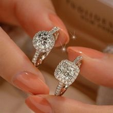 莫桑钻石钻圆包一克拉戒指女气质简约爱心求婚钻戒指环送女友厂家