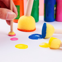 圆形海绵印章颜料拓印工具幼儿园绘画棒儿童美术画画材料画刷套装