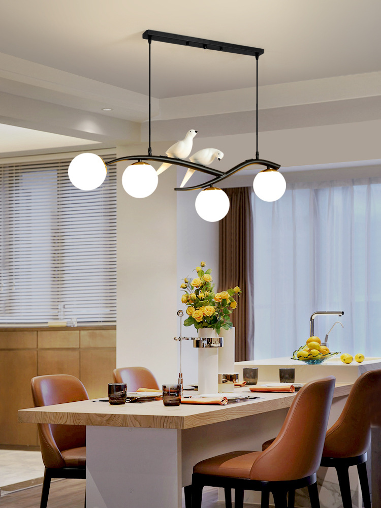 餐厅灯吊灯三头现代简约餐桌灯饭厅灯吧台吊灯北欧小鸟轻奢灯具j
