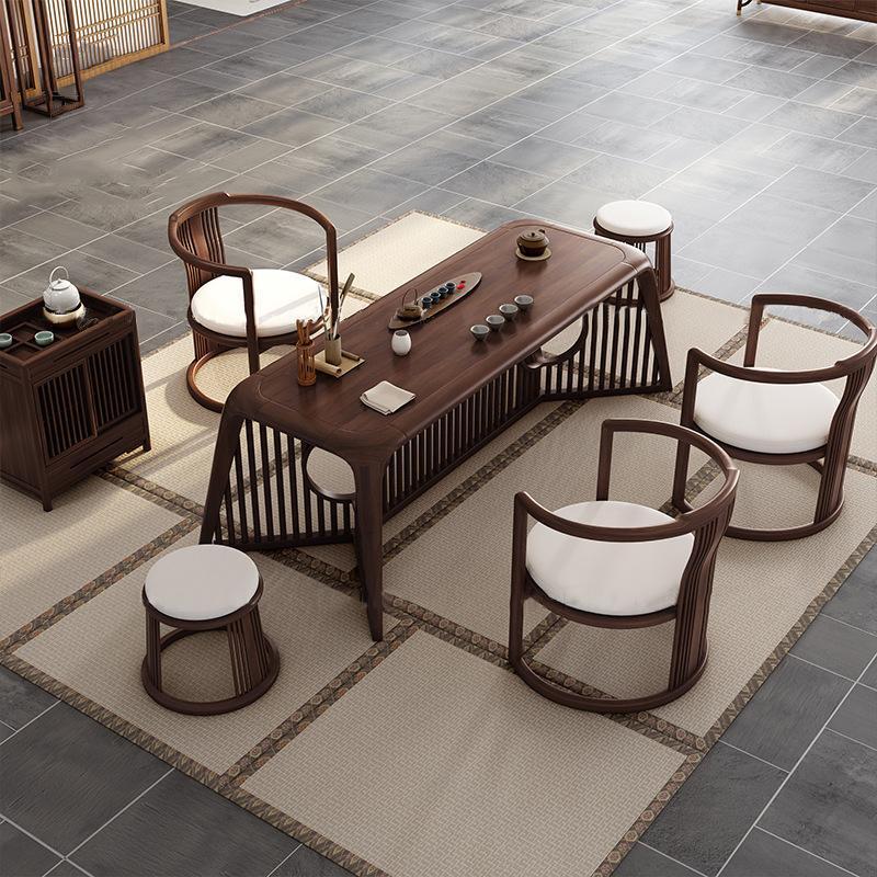 新中式茶桌椅组合禅意实木茶台简约现代茶艺桌泡茶桌功夫茶台家具