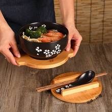 黑色陶瓷面碗带盖勺泡面碗韩式汤碗饭碗学生食堂餐厅日式料理餐具