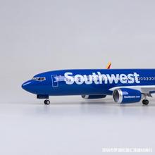 【带轮子带灯】47cm拼装美国西南航空波音737仿真客机飞机模型