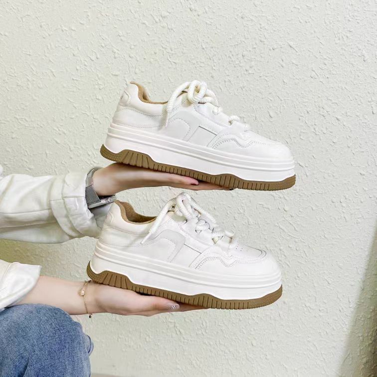 厚底小白鞋2024年春秋季松糕鞋时尚休闲板鞋小个子增高运动女鞋