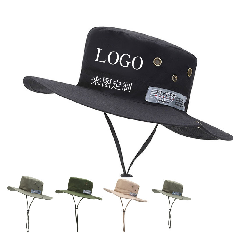 2024 Spring and Summer New Men's Outdoor Travel Bucket Hat Solid Color Breathable Foldable Sun Protection Sunshade Ladies Bucket Hat