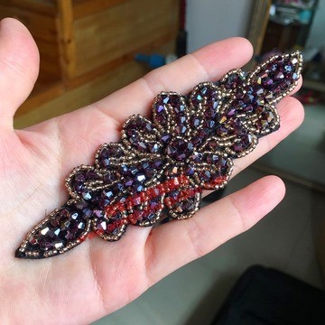 手工钉珠服装辅料紫色珠子头饰装饰珠花裙子腰部贴花衣服补丁布贴