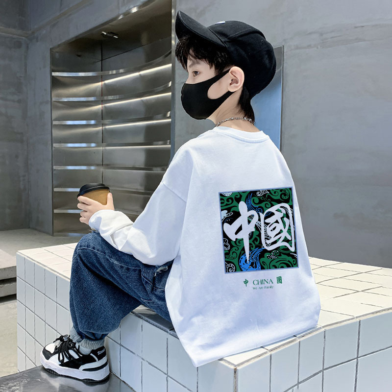 (现货)儿童长袖打底衫纯棉圆领秋冬季内搭上衣中大童卡通圆领t恤