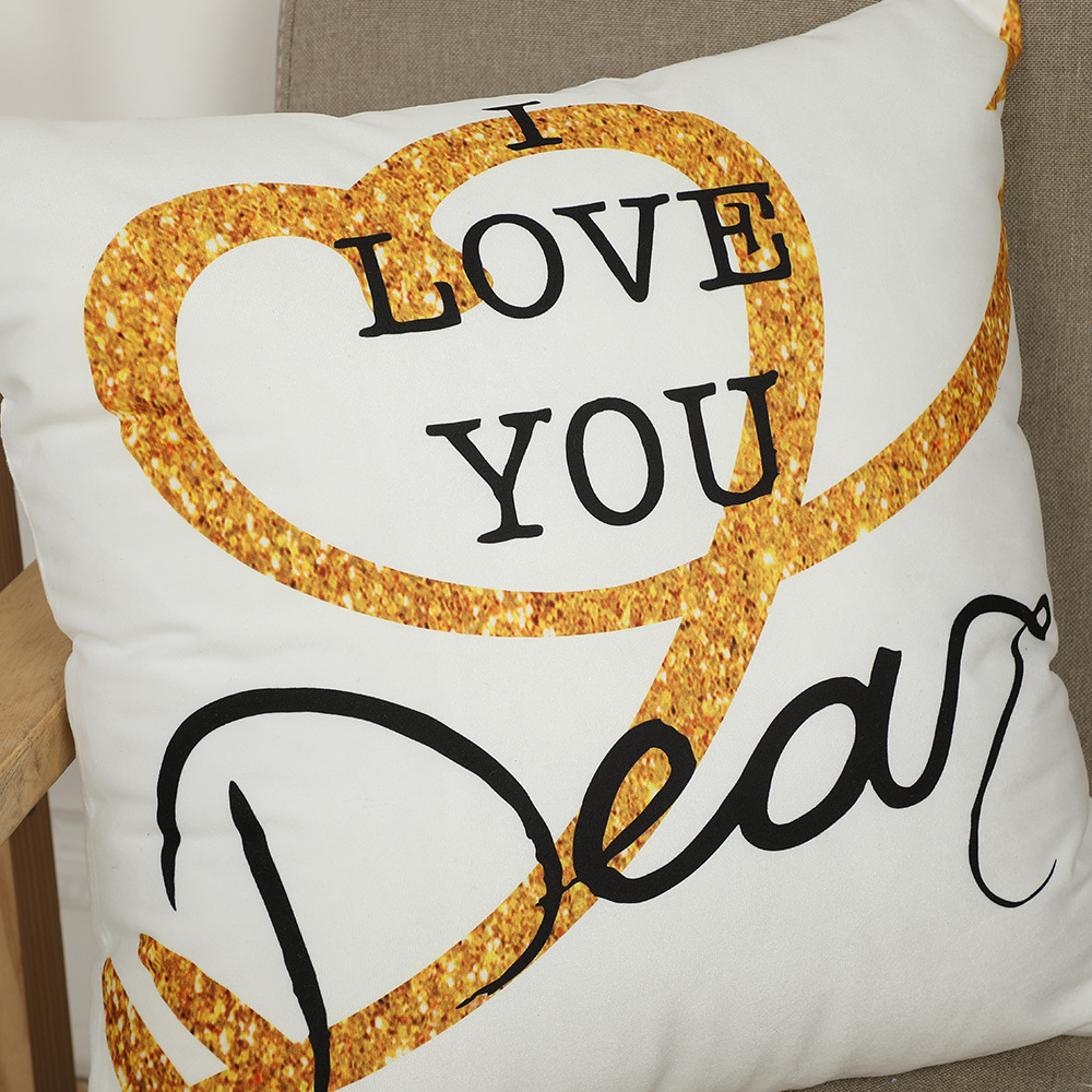 Cross-Border New Arrival Valentine's Day Pillow Cover Short Plush Letters Printed Pillows Living Room Bedroom Sofa Cushion Cover Wholesale