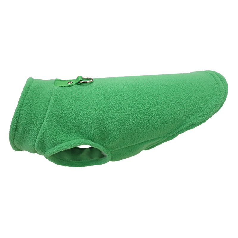 Dog Clothes European and American Amazon Pet Clothes Thickened Pure Color Ribbon Traction Polar Fleece Pet Supplies Factory in Stock