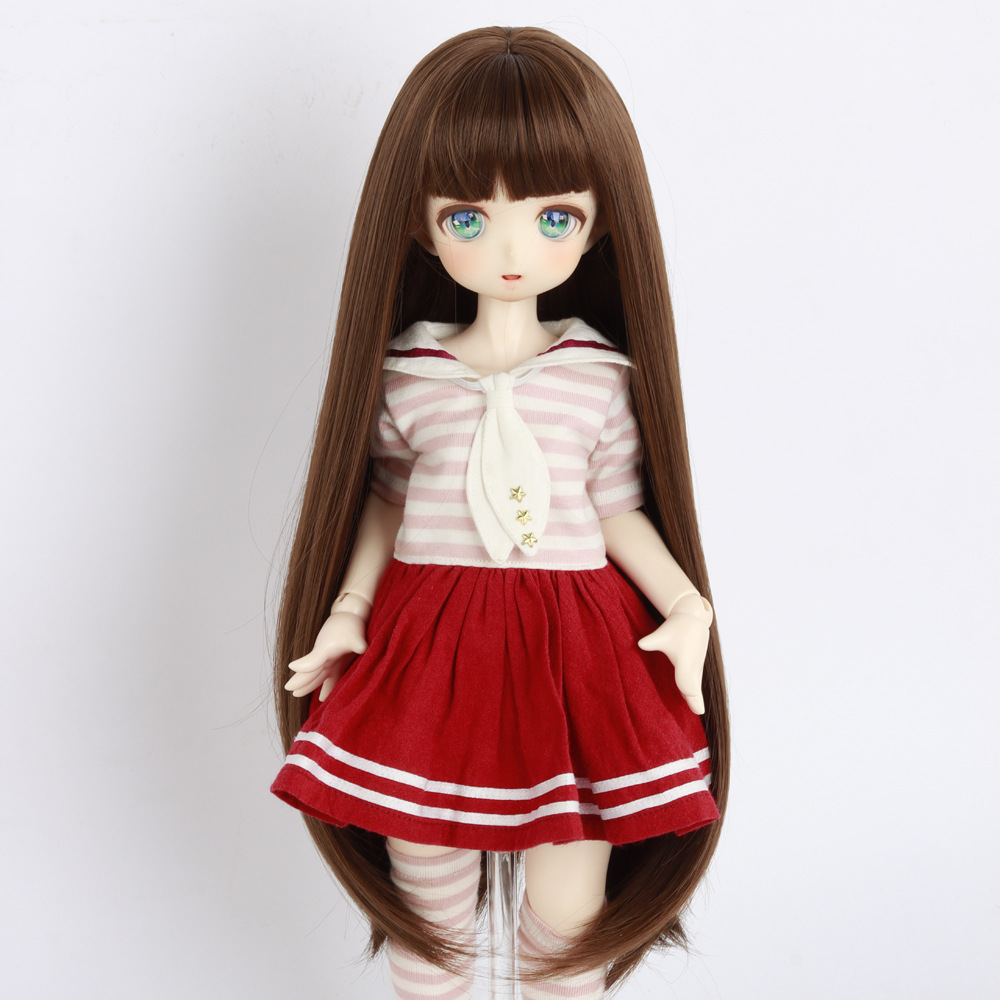 越洋假发bjd/sd娃娃假发3分假发超柔软丝齐刘海长梨花卷内扣假毛