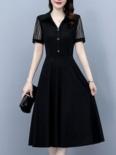 黑色连衣裙2024年夏天新款女阔太太妈妈洋气减龄时髦气质简单长裙